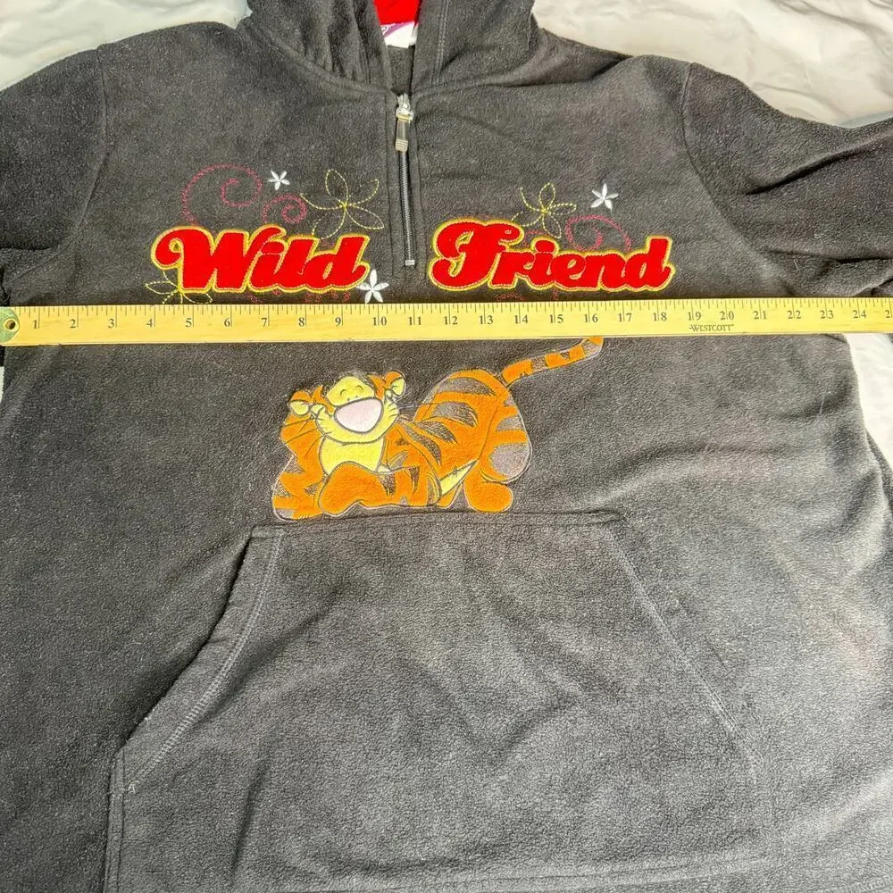 Disney Tigger Womens 2X Fleece Hoodie Wild Friend 1/4 Zip Embroidered Plus